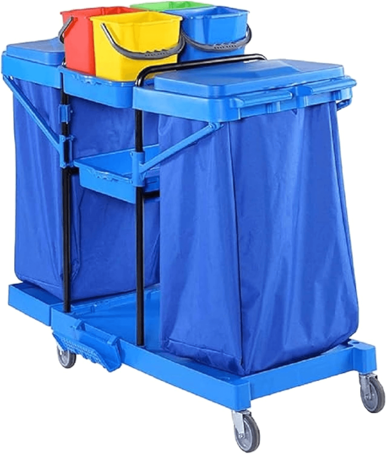 Chariot de nettoyage polyvalent 120L avec support sac, modulaire et robuste