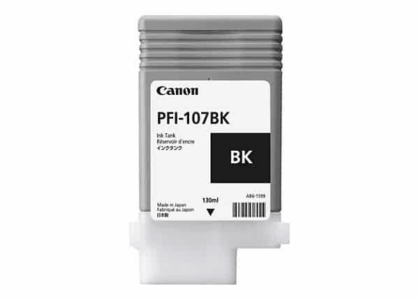 Bouteille d’encre Canon PFI-107BK Noir Photo – 130 ml, Originale