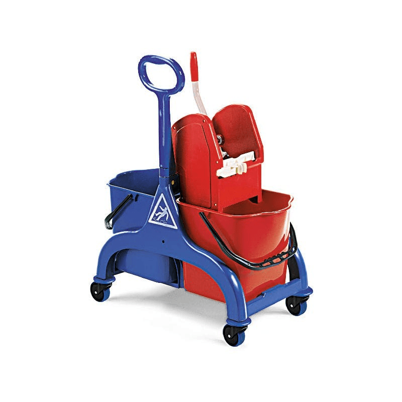 Chariot de nettoyage 2 seaux 25L avec presse à mop et panier de rangement